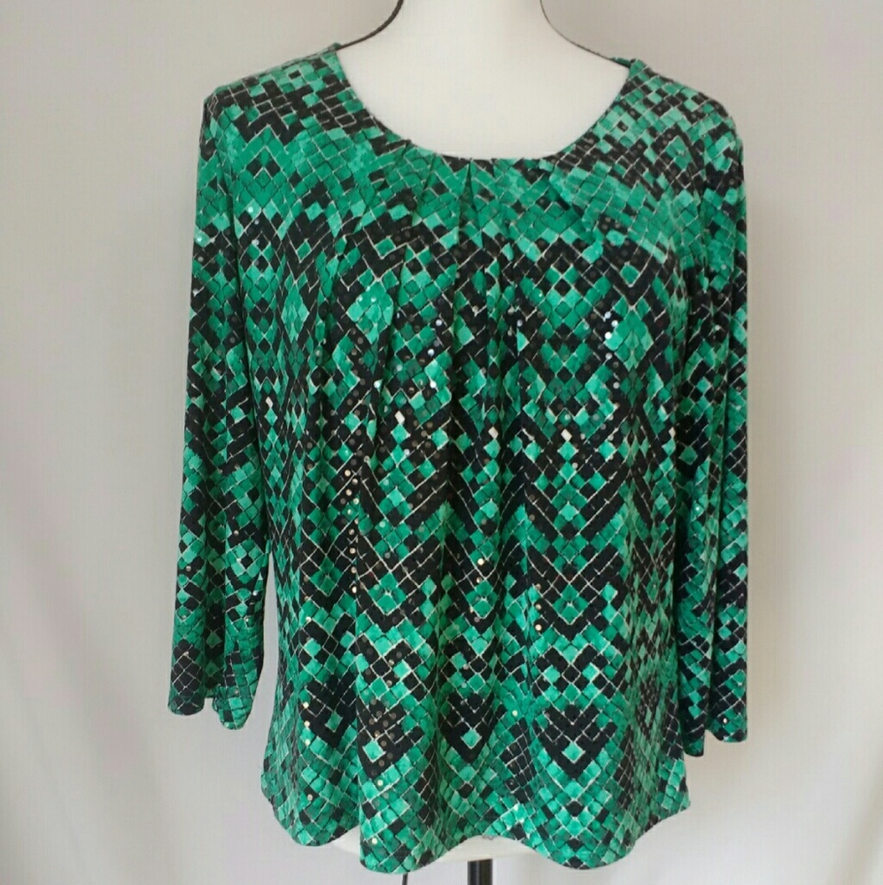 Tanjay Petite Long Sleeve Sequin Blouse